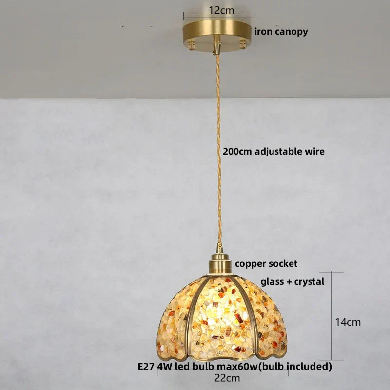 DecorBites™ Crystal Glass LED Pendant: Tiffany Style Hanging Light for Living Room