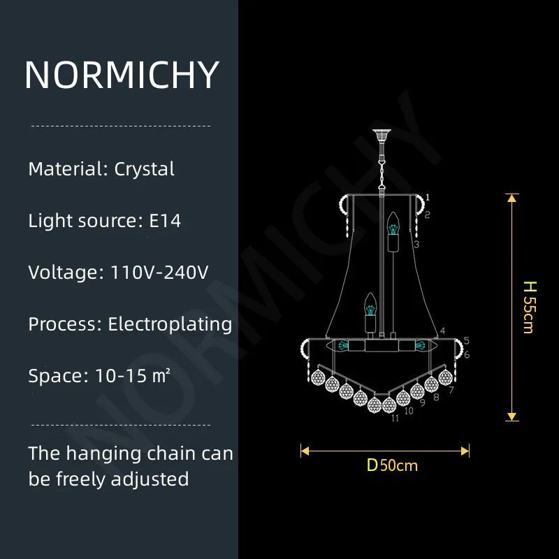 Modern Crystal Staircase Chandelier in Gold or Black