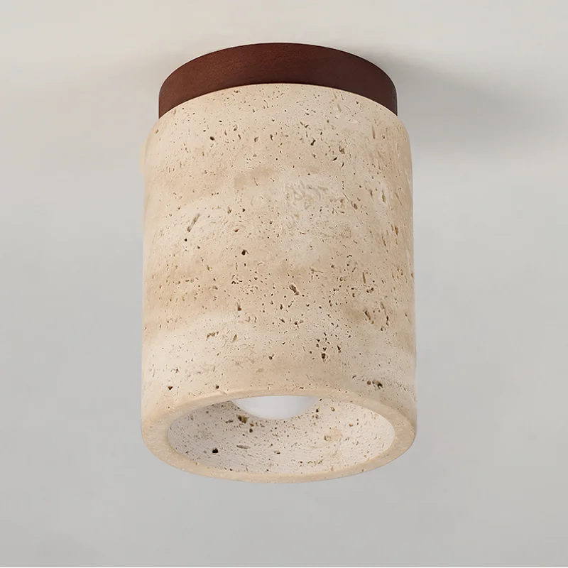 DecorBites™ LED Wood Ceiling Light: Natural Yellow Travertine, Modern Nordic Design
