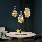 Raindrop Copper Crystal Pendant Light in Gold