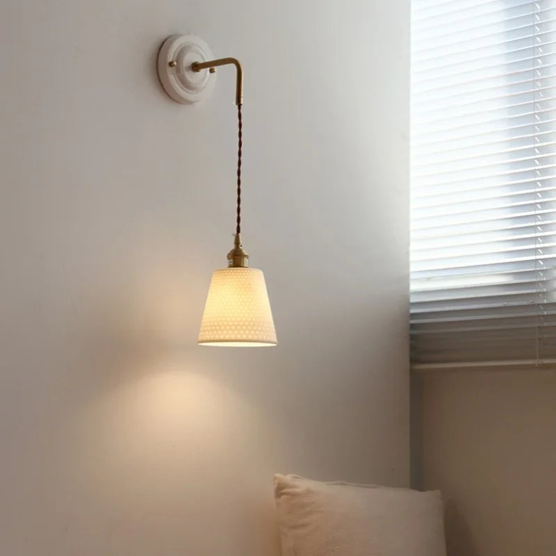 DecorBites™ Adjustable LED Wall Sconce Lamp Stripe Ceramic Copper Mirror Bedside