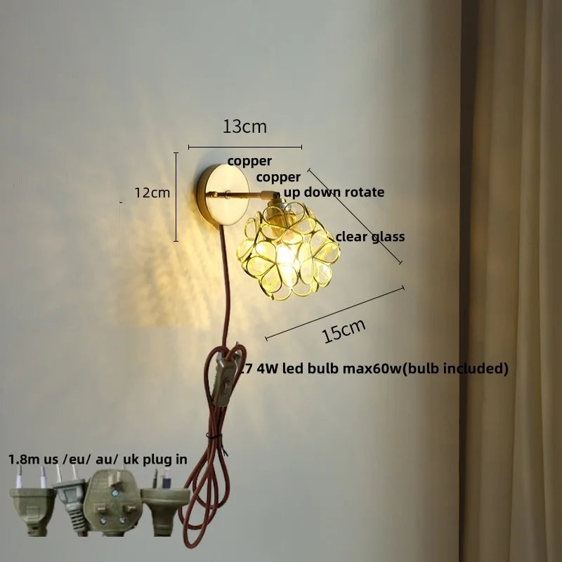 DecorBites™ Butterfly Glass Wall Light: Up Down Rotate LED Fixture for Bedroom Living Room