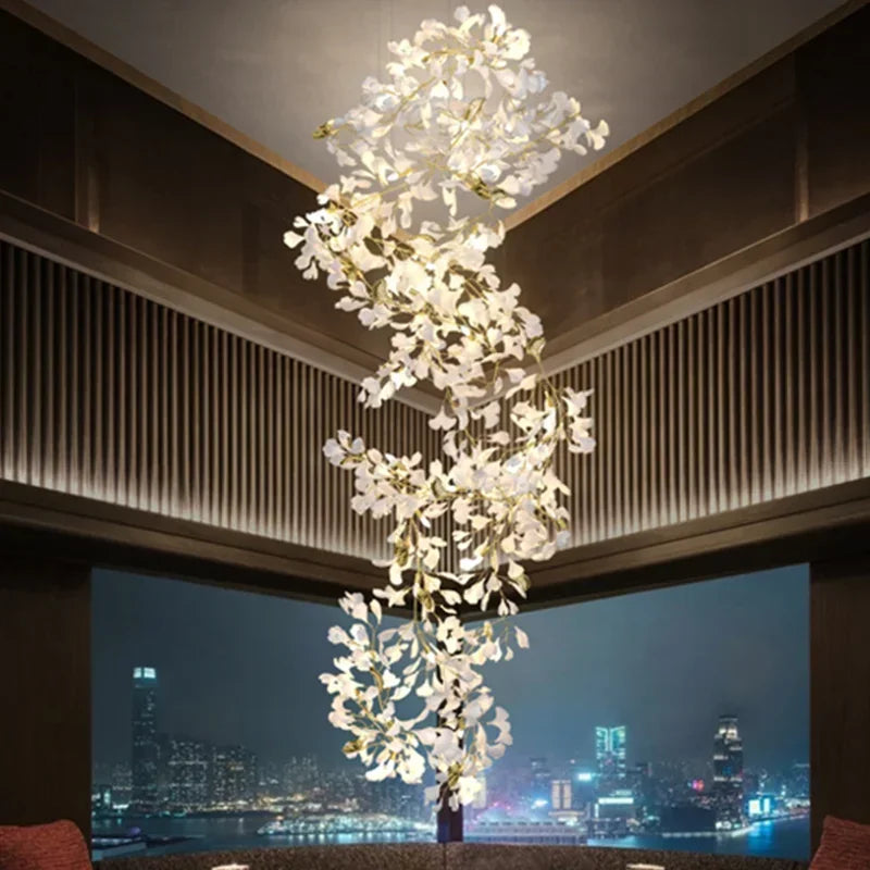 DecorBites™ Ginkgo Chandelier Villa Duplex Pendant Light for Living Room & Hotel Lobby
