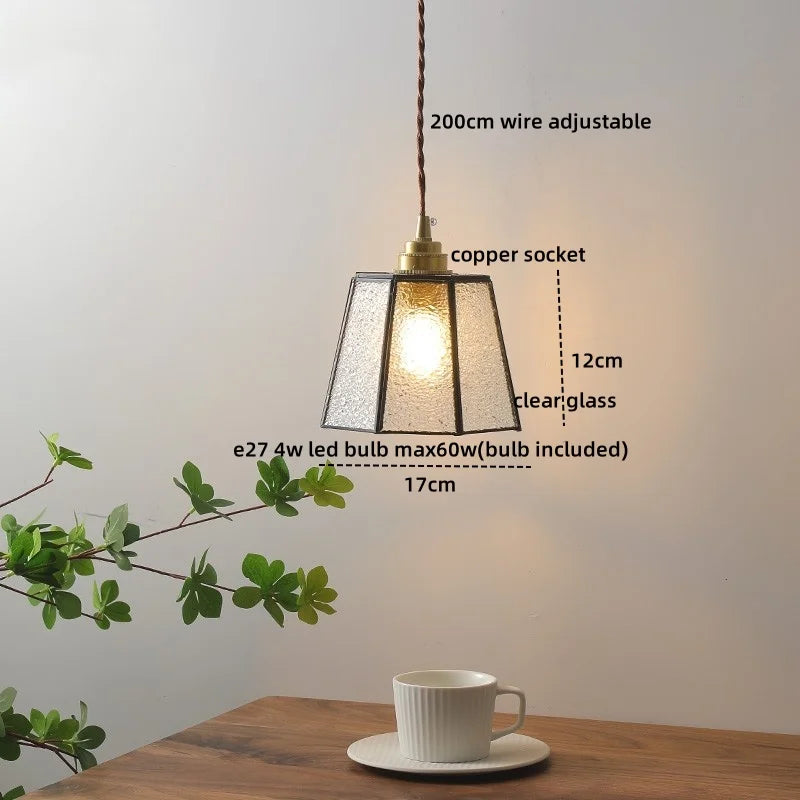 DecorBites™ Glass Copper LED Hanging Light: Nordic Pendant Lamp, Living Room Bedroom Coffee Knob Switch