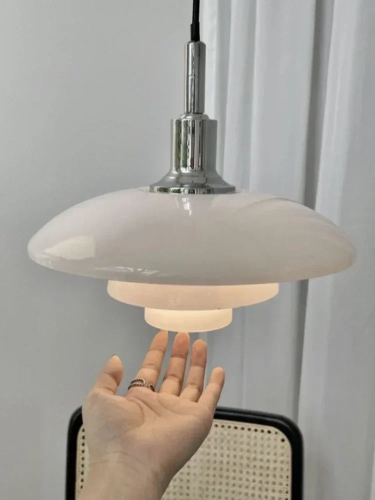 Danish Three-Layer Dish Glass Pendant Light