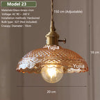 Vintage Amber Glass Pendant Light With Brass Detail
