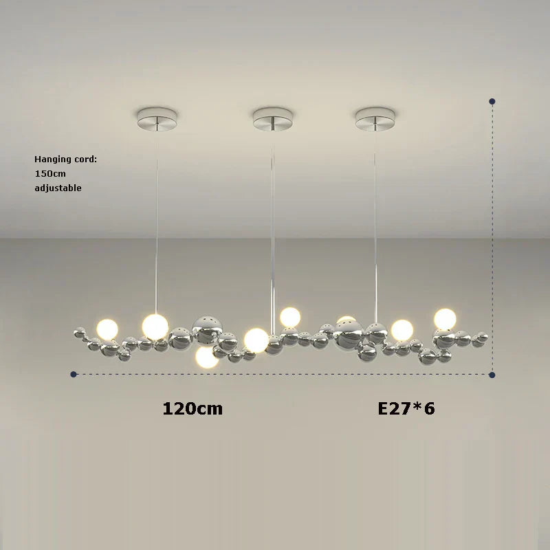 DecorBites™ Designer Molecule Chandelier: LED Dimmable Chrome Gold Lighting 2025 Trend