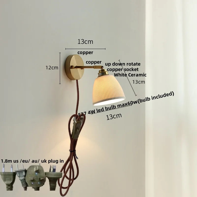 DecorBites™ Ceramic LED Wall Sconce Up Down Rotate Pull Chain Mirror Light