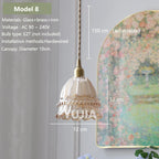 Vintage Amber Glass Pendant Light With Brass Detail