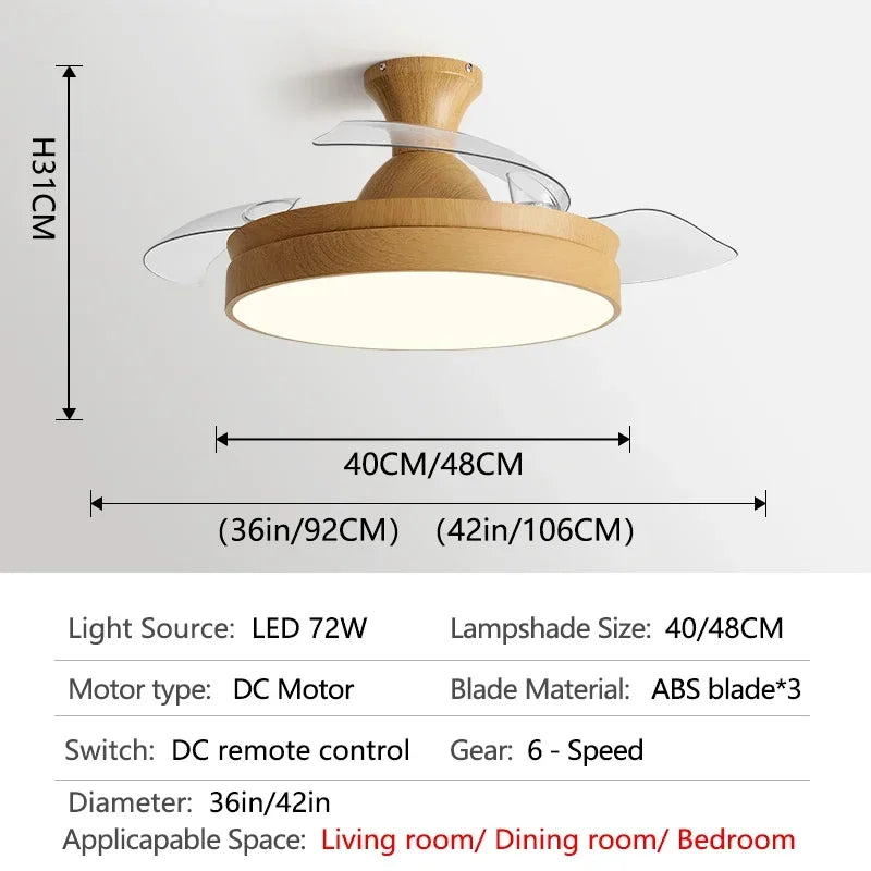 DecorBites™ DC Motor Ceiling Fan Light with Remote Control for Home, Bedroom, and Living Room