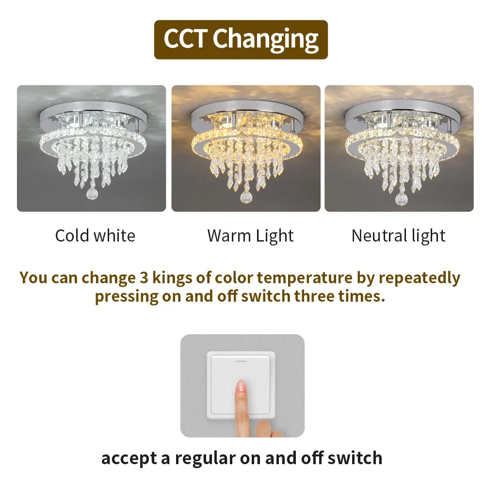DecorBites™ Crystal Ceiling Chandelier: Modern LED Round Pendant Lamp for Luxury Home Decor