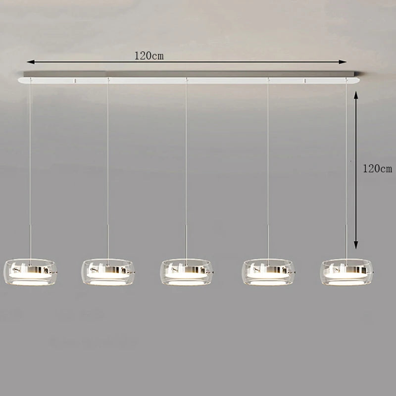 Modern Glass Ring Pendant Light in Iron