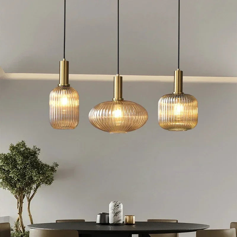 DecorBites™ Colorful Glass Pendant Lights Living Room Bedside Lamp LED Hanging Lighting
