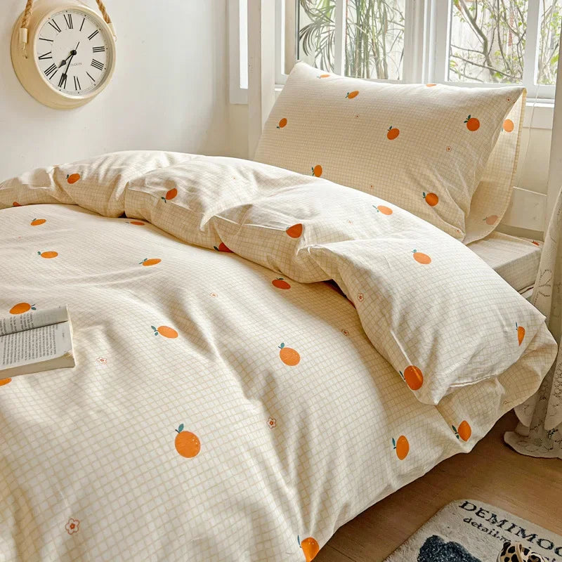 DecorBites™ Cotton Printed Student Bedding Set - All Seasons Queen Single Comforter Cover Set