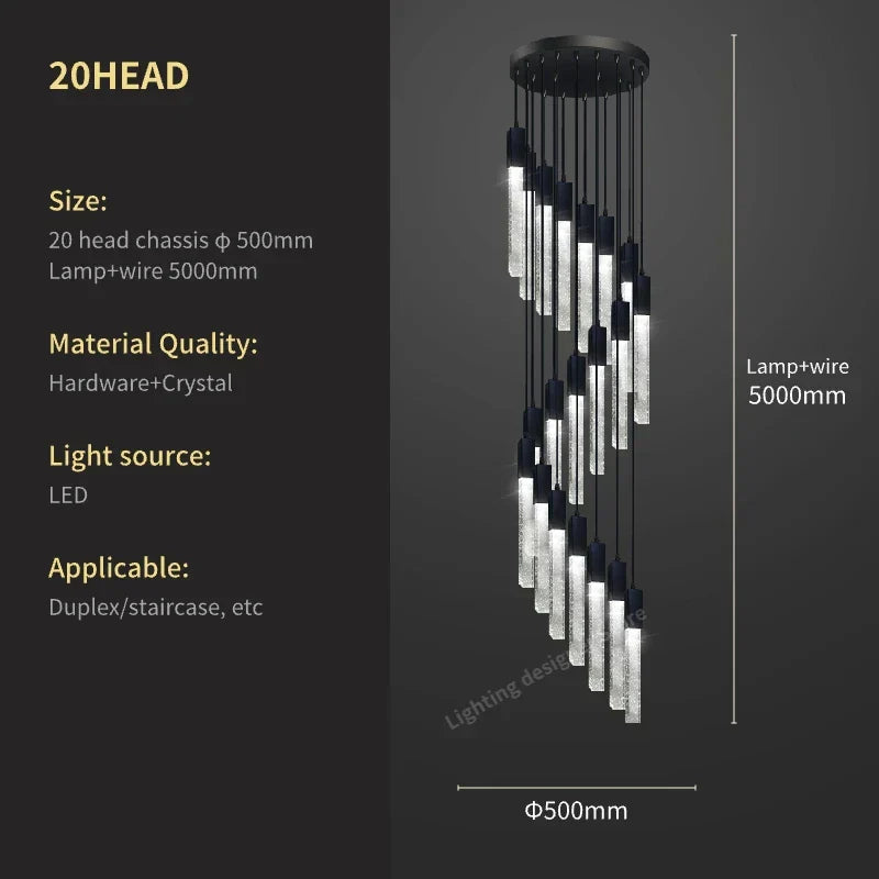 DecorBites™ Crystal Bubble Chandelier Pendant Light - Modern Staircase Hanging Fixture