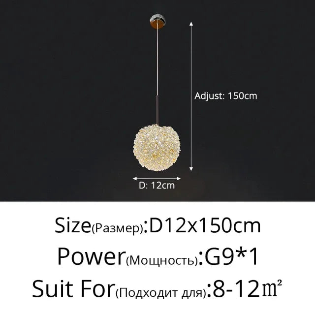 DecorBites™ Crystal Ball Pendant Chandelier for Bedroom Bar Deco