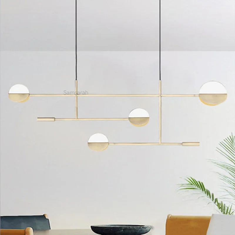 DecorBites™ Geometric Line Iron Pendant Lamp for Living Room, Bedroom, Study, Dining - Home Decor Luminare