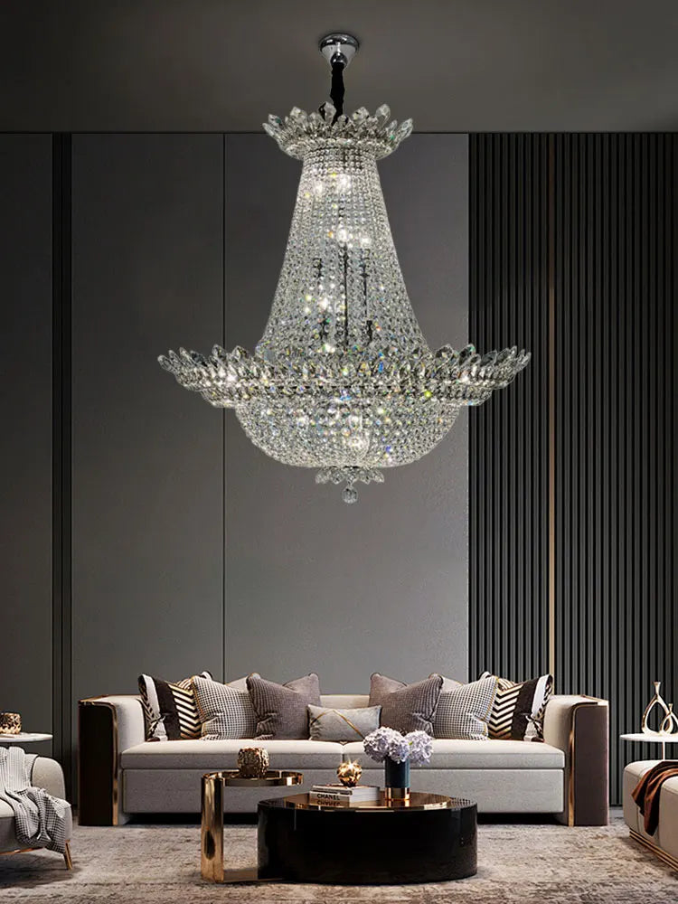 ثريا سقف ذهبية من كريستال K9 من DecorBites™ - إضاءة كروم عصرية