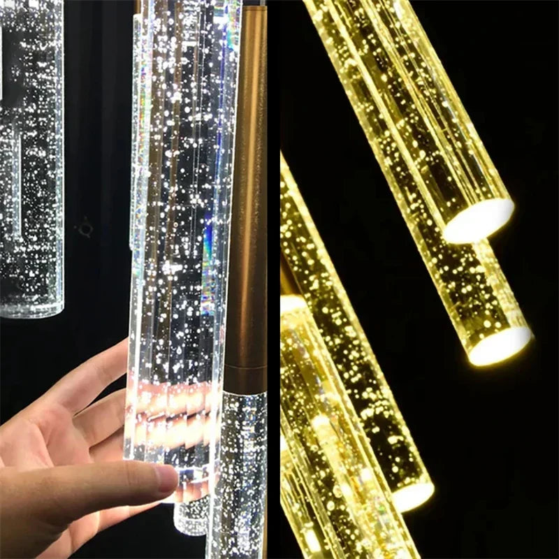 DecorBites™ Crystal LED Chandelier: Modern Nordic Minimalist Indoor Light Fixture for Living Room