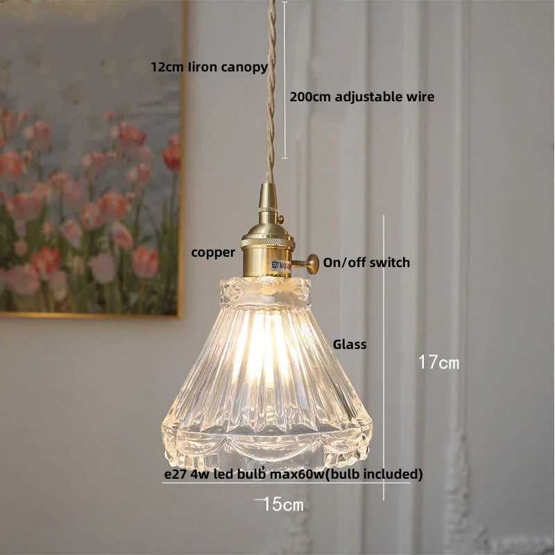 DecorBites™ Amber Copper LED Pendant Light Glass Hang Lamp for Reading Aisle Café Home