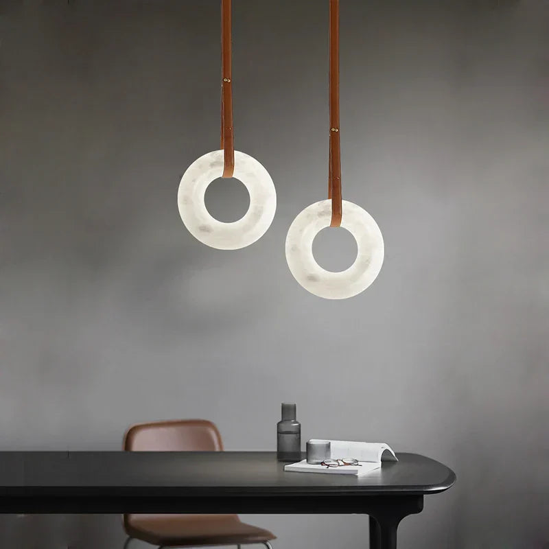 DecorBites™ Classic Ring Marble Chandelier Light Brown Pendant for Living Room Bedroom