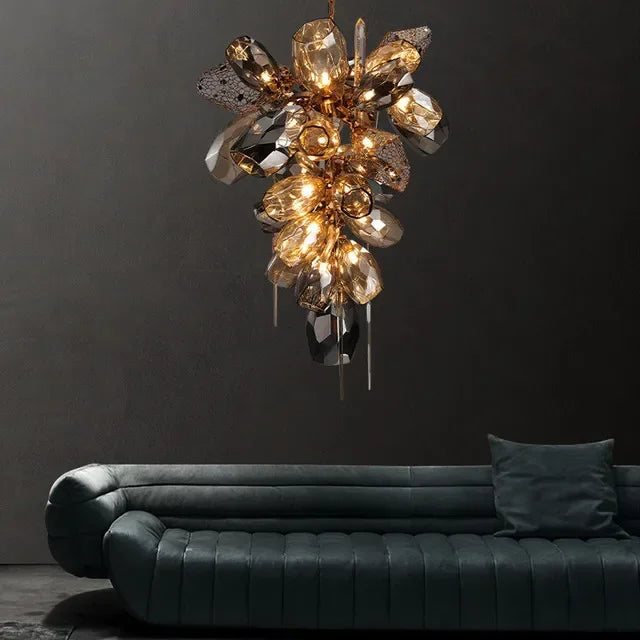 DecorBites™ Crystal Duplex Chandelier - Modern Designer Lighting for Living Room