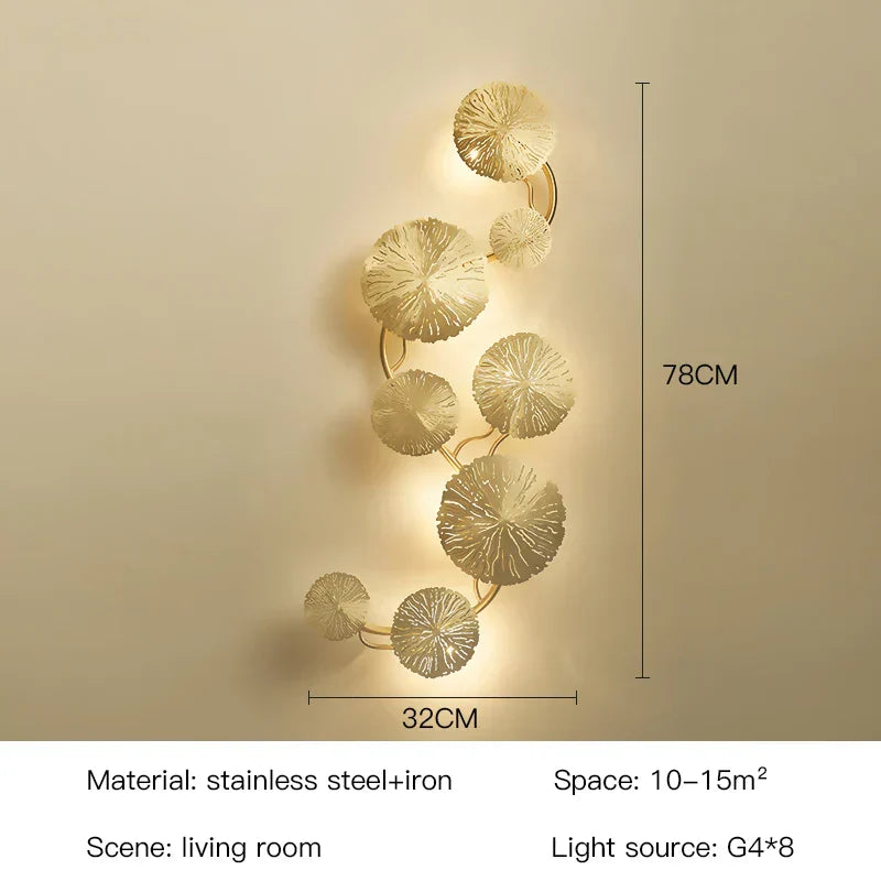 Applique murale DecorBites™ Industrielle Nordique Feuille de Lotus : Style Loft Rétro pour Maison, Hôtel, Couloir