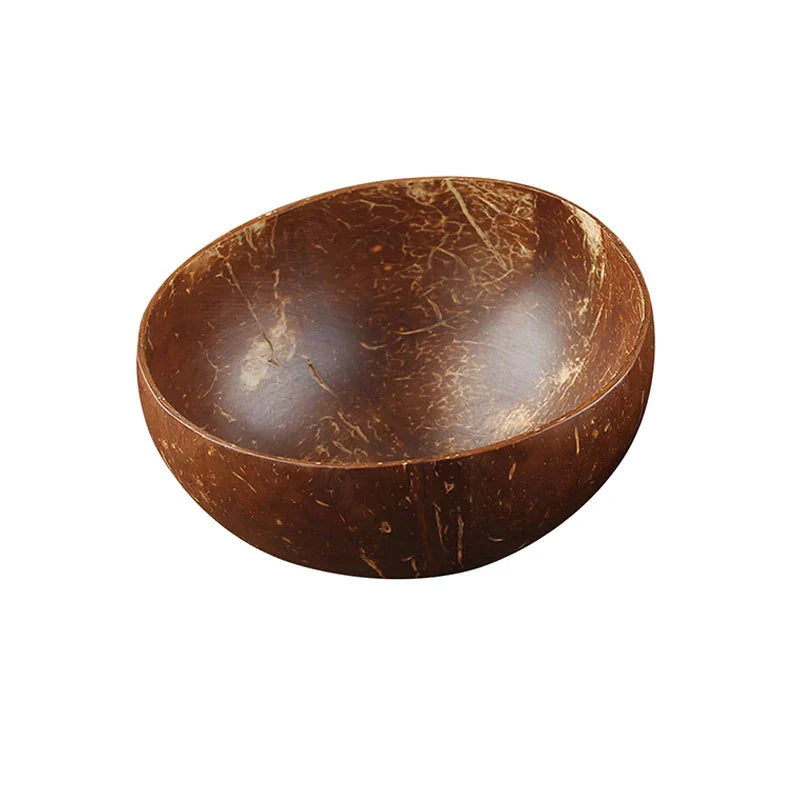 DecorBites™ Coconut Bowl Set with Wooden Spoon: Natural Handmade Tableware for Desserts, Fruits, Salads
