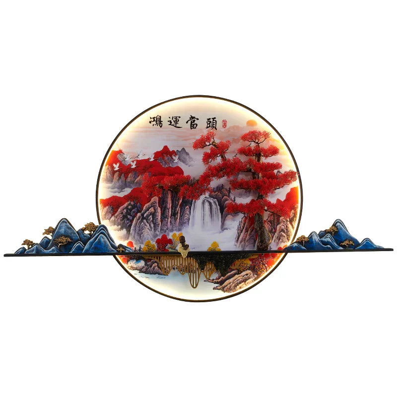 DecorBites™ 3D Chinese Pine Landscape Picture Wall Lamp for Home Living Room
