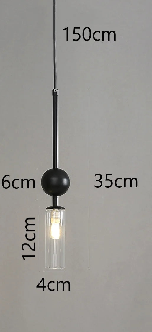 Nordic Gold and Black Glass Pendant Light