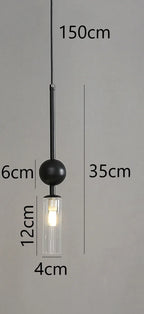 Nordic Gold and Black Glass Pendant Light