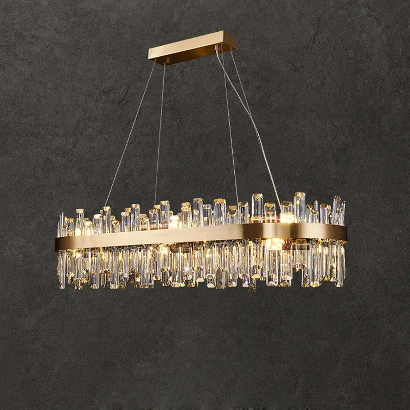 ثريا بيضاوية كريستالية LED من DecorBites™ لإضاءة غرفة الطعام