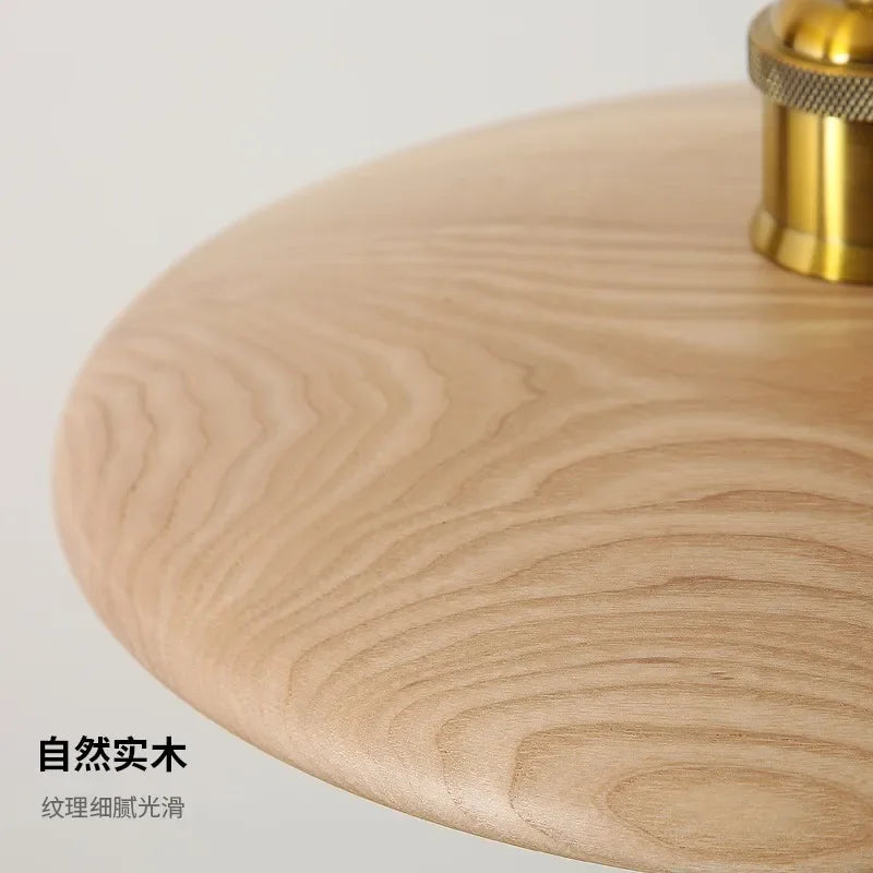 Solid Wood Pendant Light With Three-Color Dimming
