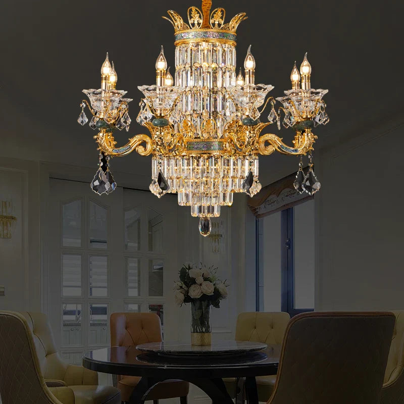 DecorBites™ ثريا كريستال فاخرة: إضاءة شمعة أنيقة لغرفة المعيشة والطعام من النحاس