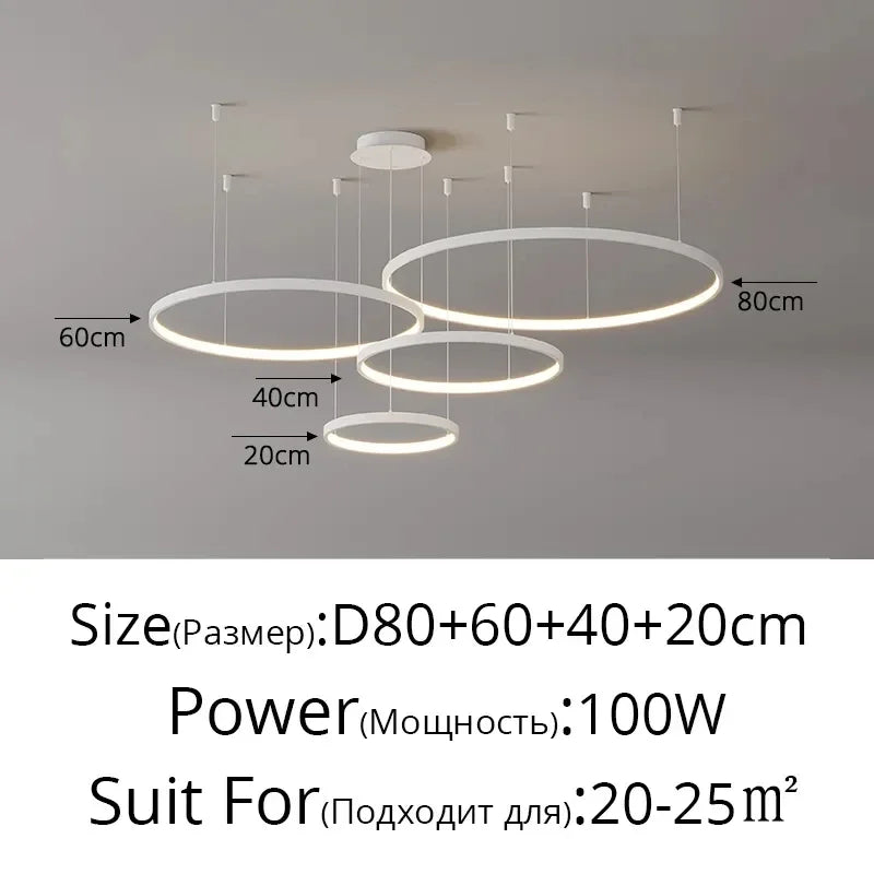 مصباح قلادة حلقي LED أكريليك DecorBites™، تصميم حديث بسيط للثريا الفنية