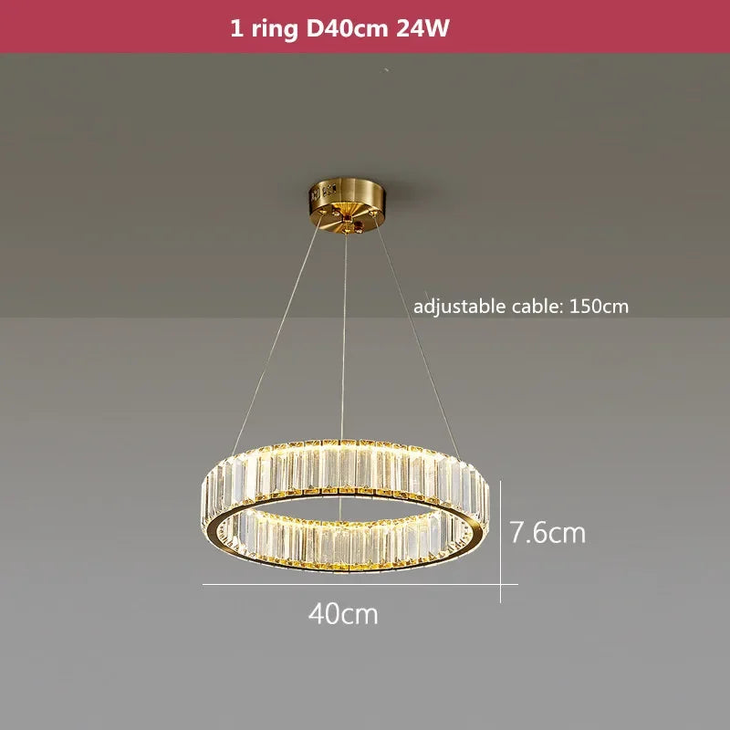 DecorBites™ Crystal LED Chandelier: Modern Steel Pendant Lighting for Luxurious Foyer Decor