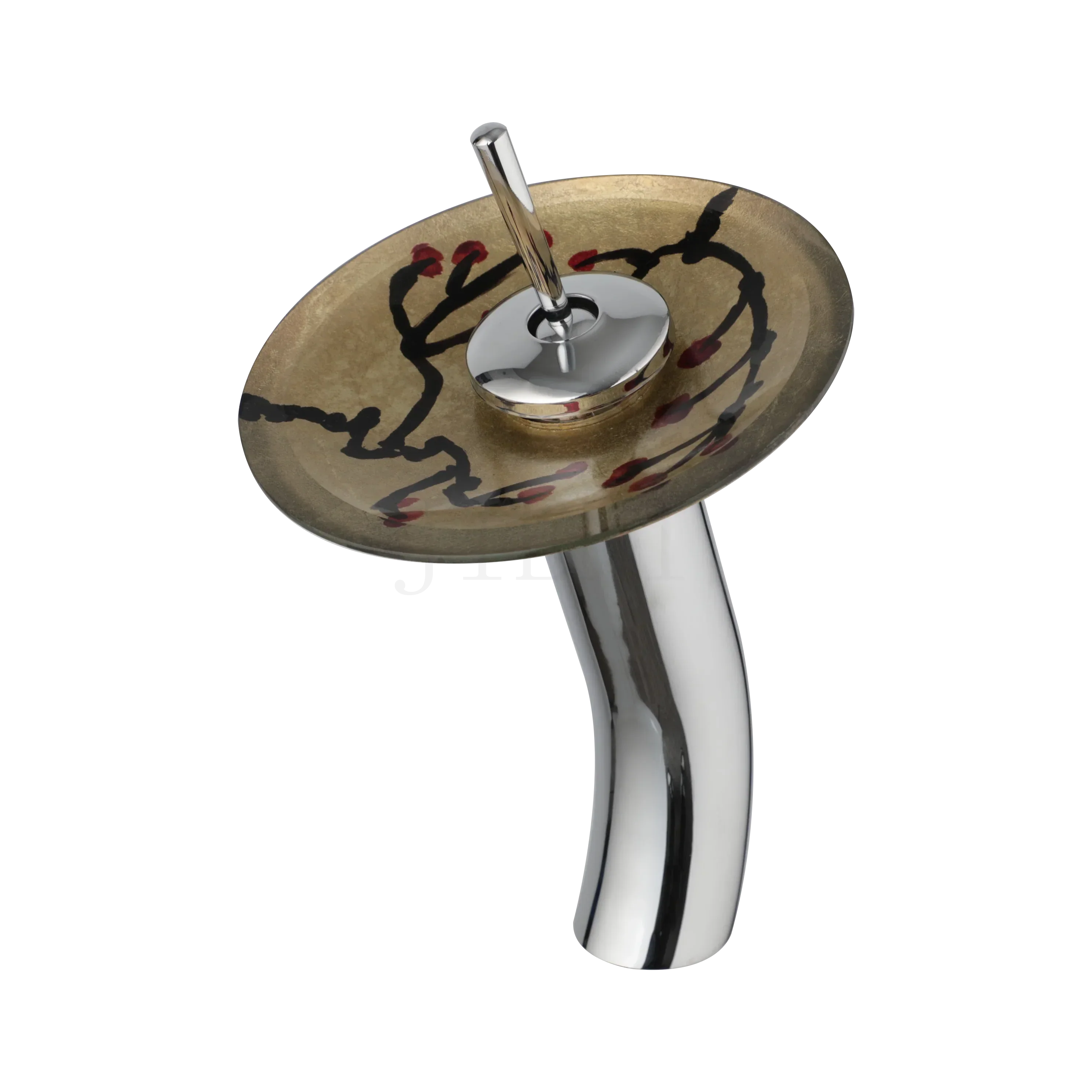 DecorBites™ Glass Rocker Handle Basin Faucet, Waterfall Mixer Taps, Chrome Finish
