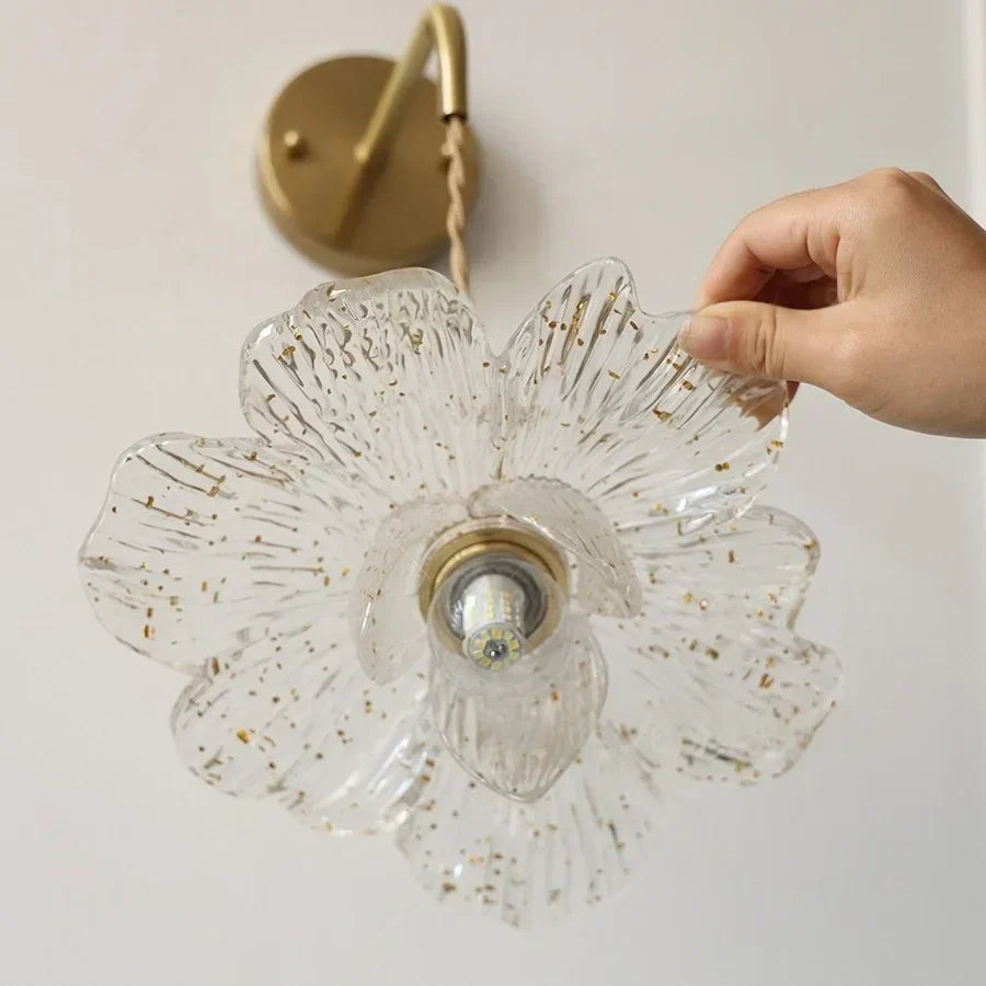 DecorBites™ Clear Flower Acrylic LED Wall Lamp: Copper Modern Nordic Stair Light