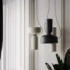 Danish Art Wrought Iron Pendant Light in Black or White