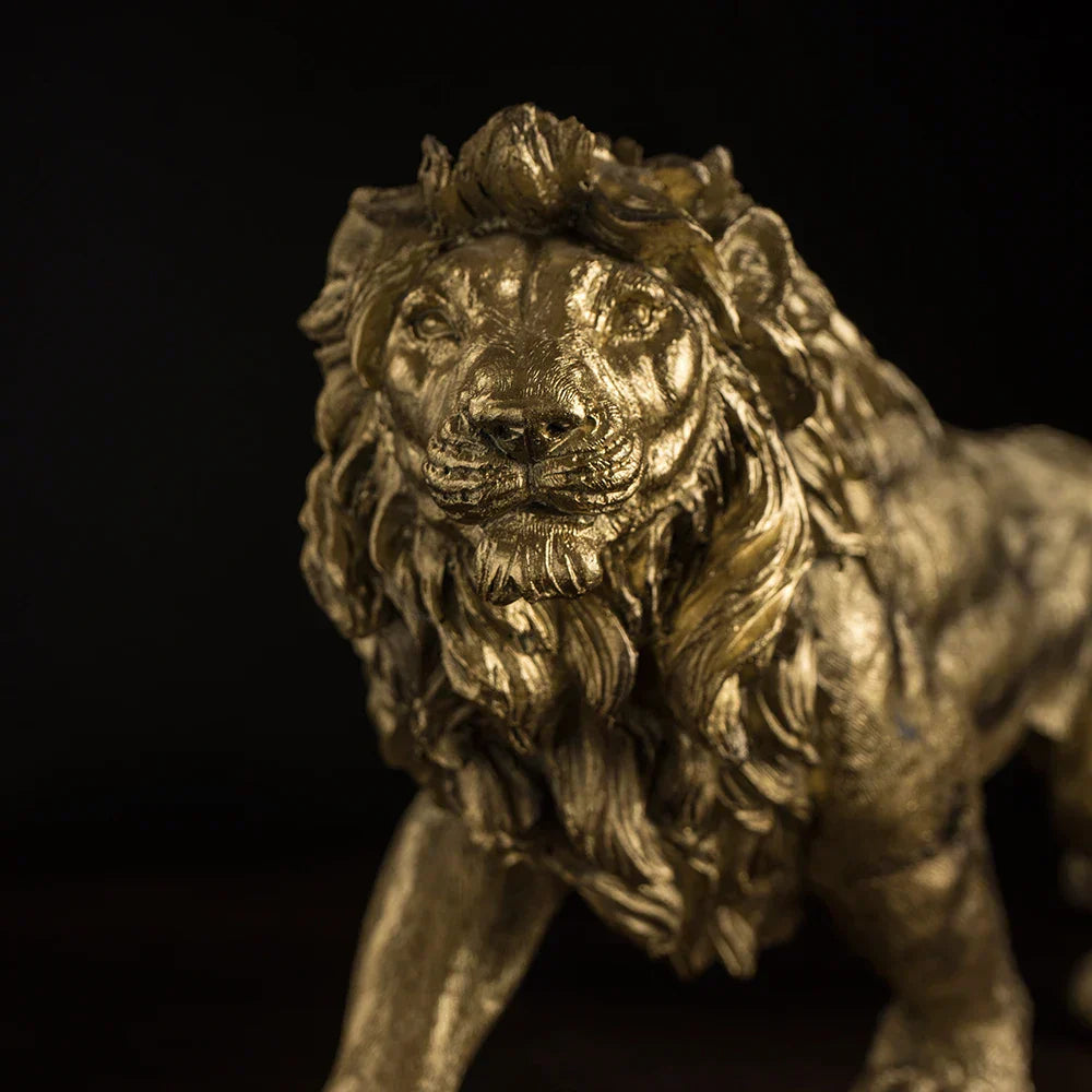 DecorBites™ Golden Lion King Figurine: Modern Office & Home Decor Statue