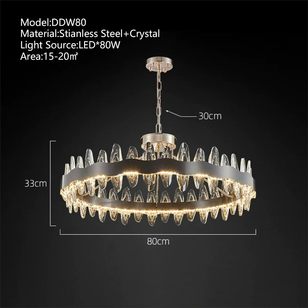 DecorBites™ Crystal LED Chandelier: Modern Luxury Interior Pendant Light for Living Room