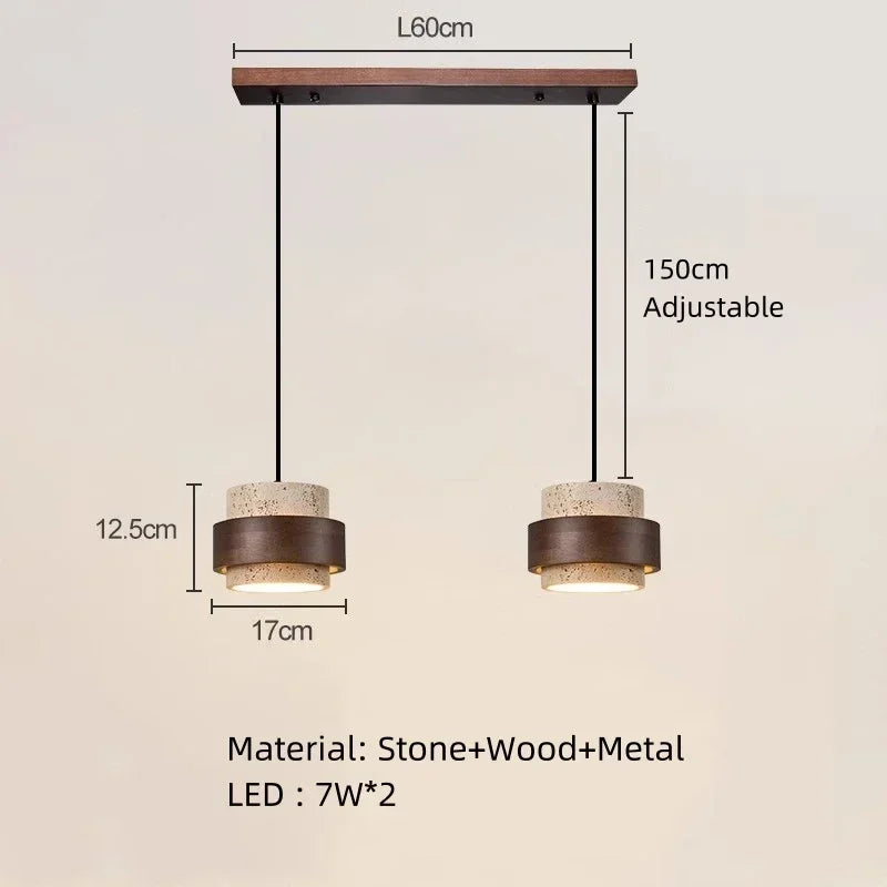 Japanese Wabi Sabi Stone Pendant Light in White or Gray
