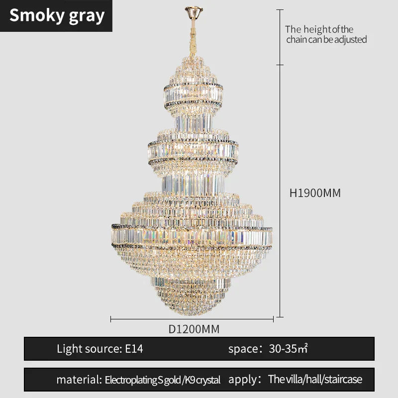 DecorBites™ Crystal Villa Chandelier: Luxe European Duplex Hall Lighting - Elegant Living Room Decor