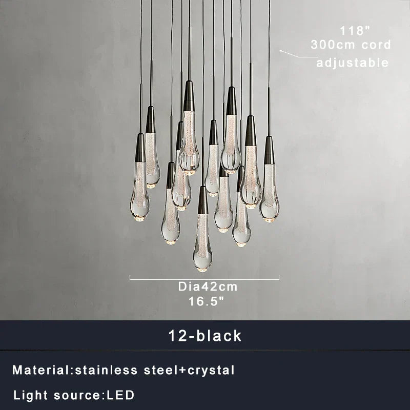 DecorBites™ Crystal Water-drop Ceiling Chandelier, Elegant Dining Room Décor.