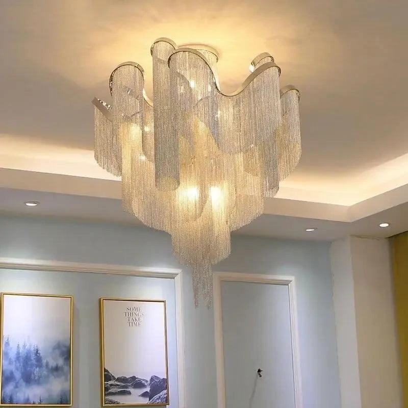 ثريا سقف LED بوهيمية بتصميم زهور من DecorBites™ لغرفة المعيشة والسلالم - إضاءة معلقة أنيقة للفيلا