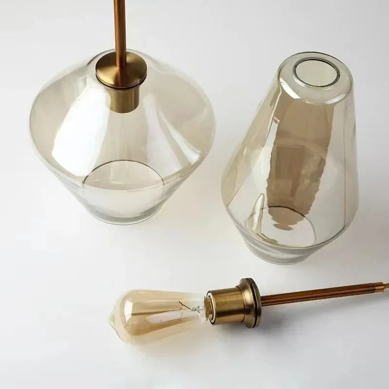 DecorBites™ Glass Chandelier: Amber Pendant Lights for Dining, Living Room, Bedroom, Hotel, Cafe