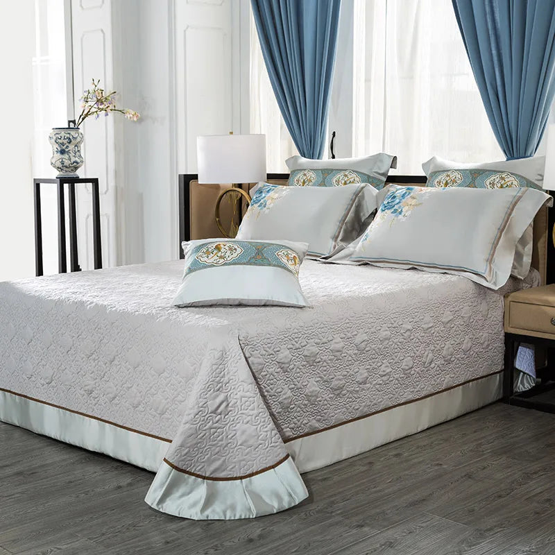 DecorBites™ 200S Embroidered Egyptian Cotton Bedding Set Queen King Sheets Duvet Cover
