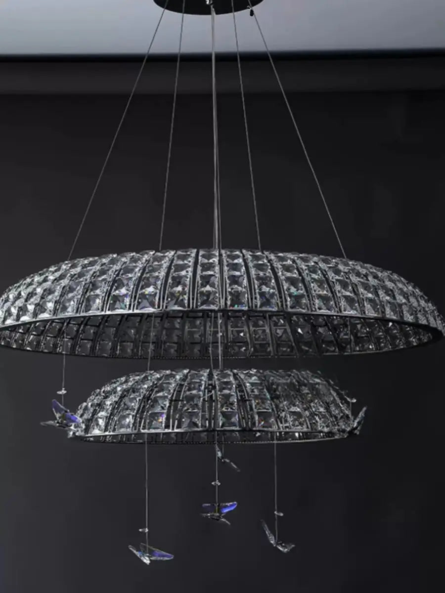 DecorBites™ Crystal Butterfly Pendant Light: Italian Postmodern Luxury Lamp for Villa Duplex Building