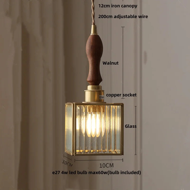 DecorBites™ Glass Brass Pendant Lamp Adjustable Wire LED Dining Room Kitchen Bar Balcony Decor