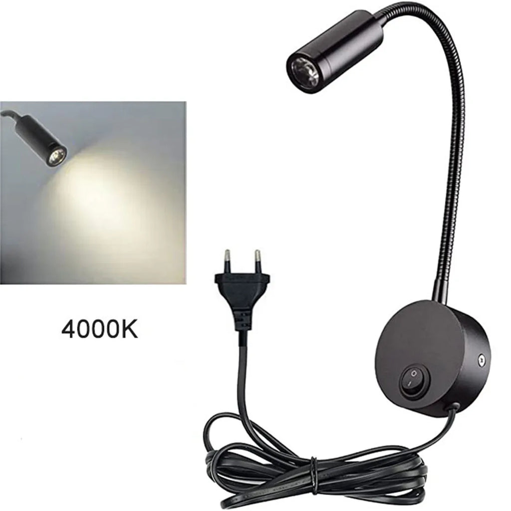 DecorBites™ LED Wall Lamp Set: 2pcs 3W 4000K Plug-in Bedside Sconces for Reading Headboard.